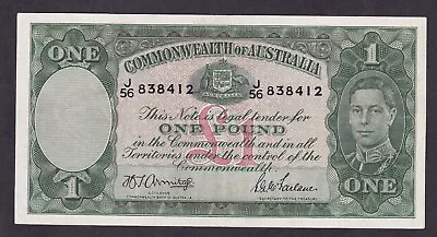 R30a One Pound Armitage/McFarlane Dark Green GFine Australia £1 Pre-decimal Note • $20.50