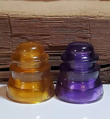 Vintage Glass Insulators Stained Purple & Orange Glass  Decorative Antique Glass • $46.99