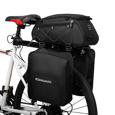 3in1  Saddle Bag Bike Rear  Rack  Storage Cycling Pannier G Z4D0 • £14.51