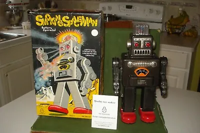 TIN TOM TOY 2001 Smoking Spaceman 12” Robot Battery Operated • $125