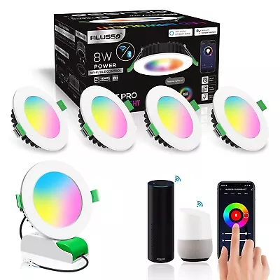 4x WiFi LED Downlight Bluetooth 70mm Smart Ceiling Light RGB Lamp Amazon Alexa • £49.89