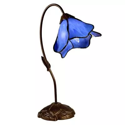 Dale Tiffany Metal Table Lamp 19  1-Light Blue Lily Dark Antique Bronze Poelking • $121.05