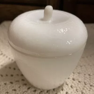 Vintage HAZEL ATLAS APPLE JELLY JAR White Milk Glass  • $15