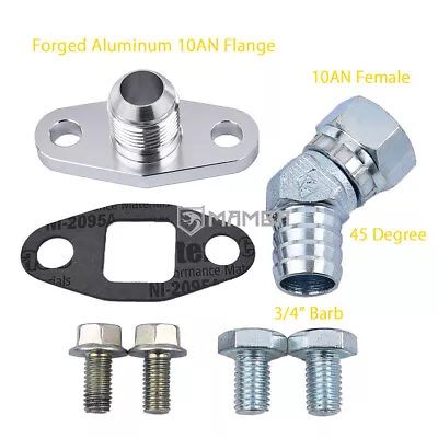 45 Deg 3/4  Turbo Oil Return Barb Fitting Flange For Holset HX35 HX40 HX50 HX55 • $52.82