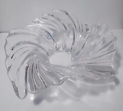 Mikasa Belle Epoque Swirl Wave Clear Crystal Glass Centerpiece Bowl Fruit • $38