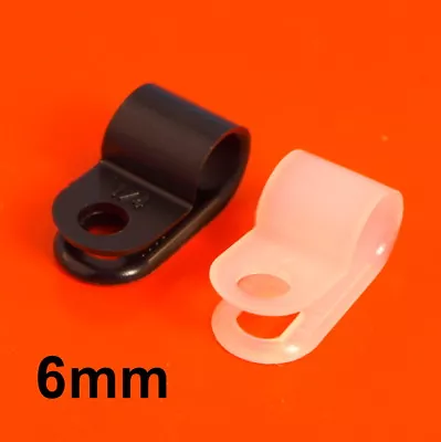 High Quality Black & White Nylon Plastic P Clips - Fasteners For Cable & Tubing • £3.30