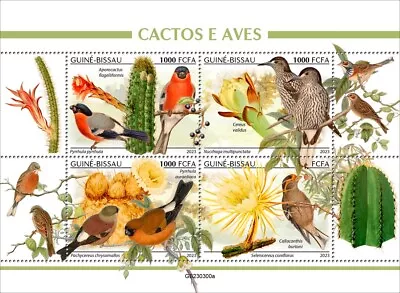 Cactus And Birds MNH Stamps 2023 Guinea-Bissau M/S • $17.30