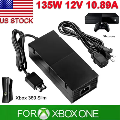 $22.59 • Buy For Microsoft XBOX ONE/360 Slim AC Adapter Brick Charger Power Supply Cord Cable