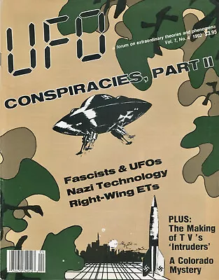 UFO MAGAZINE ~ July/Aug 1992 ~ Conspiracies ~ Budd Hopkins ~ Foo Fighters  E-4-1 • $9.99