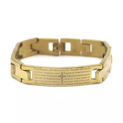 Decorative Men’s Stainless Steel ID Bracelet Lord’s Prayer En Español (Gold) • £53.03