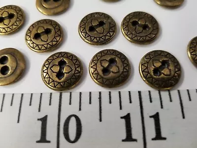 Vintage Buttons Set Of 11 Brass Gold Metal Tuz220 Last! • $7.50