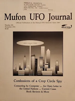 MUFON UFO Journal Mutual UFO Network Magazine #295 November 1992 Crop Circle • $14.99