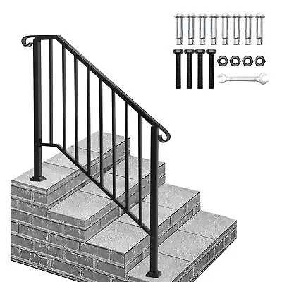 Iron Handrail Railing For Stairs 3 To 4 Steps Handrail For Garden Outdoor Step • £56.83