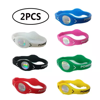 2PC Silicone Power Energy Bracelet Sport Wristbands Balance Ion Magnetic Therapy • $1.89