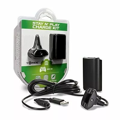 XBOX 360 TOMEE STAY N PLAY CHARGE KIT (BLACK) - Xbox 360 Brand New • $17.49