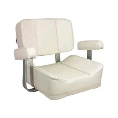 Springfield White Deluxe Helm Boat Captain Seat 1040002 W Aluminum Armrest Boat • $319.95