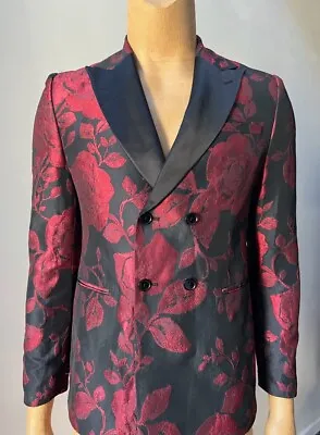 Double Breasted Brocade Formal Satin Tapestry Blazer Party Jacket Coat 42R • $36