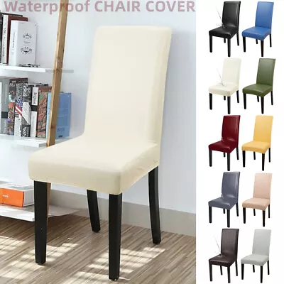 Stretch Chair Covers Slipcover PU Leather Waterproof Oil-proof Fit Wedding Cover • $52.24