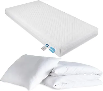 Baby Cot Bed Mattress 140x70x13cm + Free Cot Duvet & Pillow Toddler Bedding Set • £39.99