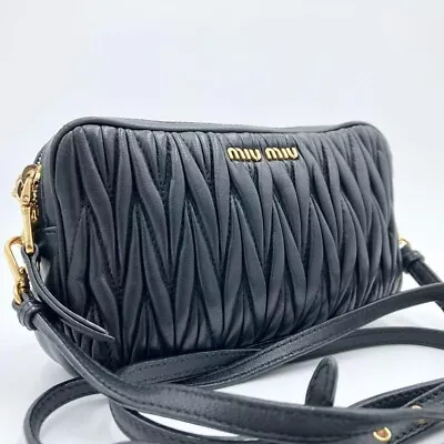 Miu Miu Matelasse Black Leather Shoulder Bag AM432 • $506