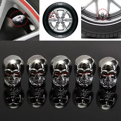 5pcs Car Skull Wheel Tyre Tire Stem Air Valve Caps Dust Cover Accessories Tool • $8.64