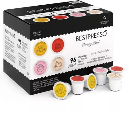 Coffee Variety Pack Single Serve K-Cup Pods 96 Count. Includes Breakfast Colo • $35