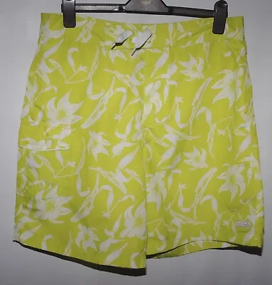 Ocean Pacific Men’s Lime Green And White Floral Board Shorts Size M • £2.49