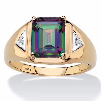 Mystic Fire Topaz Emerald Cut 18k Gold Over Sterling Silver Ring 8 9 10 11 12 13 • $349.99