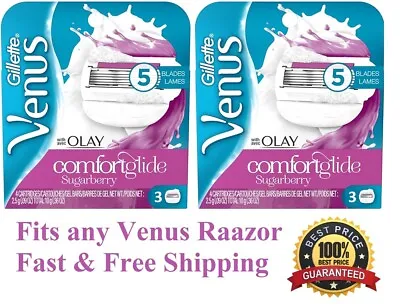 6 Gillette Venus Olay Comfortglide Sugarberry Razor Blades Refill Cartridges  • $23.99