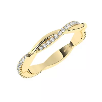 18K Yellow Gold 2.5 MM  100% Natural Round Cut Diamond Full Eternity Ring • £630.24