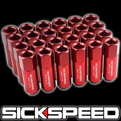 Sickspeed 24 Pc Red 60mm Aluminum Lug Nuts Lugs For Wheels/rims 12x1.5 L18 • $47.50