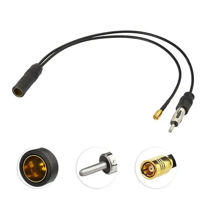 FM/AM DAB + Car Radio Active Antenna Aerial Splitter Adapter Cable SMB Converter • £5.45