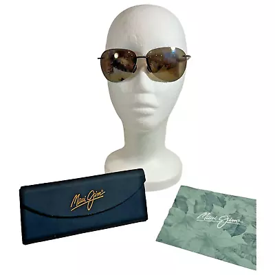 Maui Jim Mens Sport Sunglass MJ-421-26 Sugar Beach Rootbeer Rimless W/HCL Bronze • $125