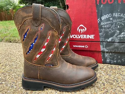 NEW Mens Wolverine Rancher Claw Brown Leather Wellington Work Boots W200138 • $75