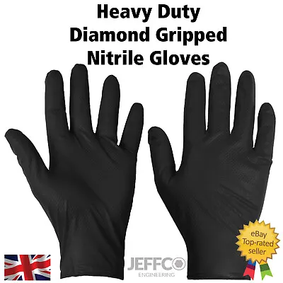 Orange Grip Nitrile Gloves Heavy Duty Diamond Disposable Latex Mechanics • £6.99