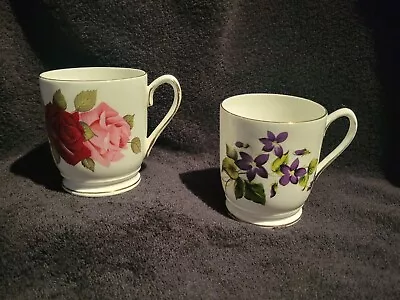 Pair Of Vintage Delphine China Tea Cups Violets And Roses Made In England • $12