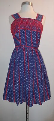 Vintage 70's Red White Blue Embroidered Miss Elliette Dress Sz XS • $32