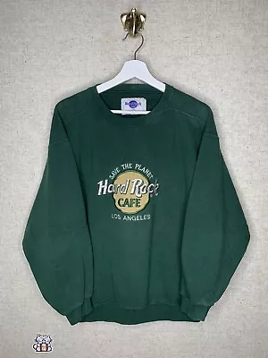 VTG Hard Rock Cafe Los Angeles Men’s Large Pullover Sweater Green Embroidered • $28.85