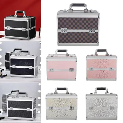 Portable Makeup Train Case Nail Storage Travel Vanity Case Beauty Box Lockable • £14.95