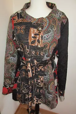 Vintage NWT Womens Coat Sacred Threads  Multi Paisley Brocade Belted Lined XL • $39.99