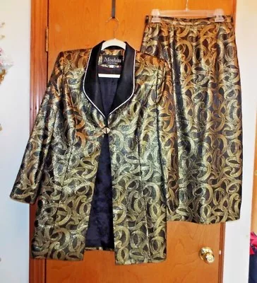 Vintage Moshita Couture Metallic Gold & Black Suit. Size 10 Crystal Neckline.  • $99