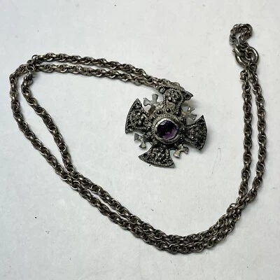 $179 • Buy Estate Vintage Antique Handmade Bethlehem Sterling Silver Maltese Cross Necklace