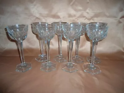 MOSER  Wine Glasses Hexagonal Cut Colorless Crystal Glass  Pope Series A 1920 • $70