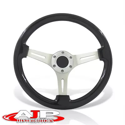 6 Bolt Chrome Aluminum Deep Dish Wood Steering Wheel W/ Horn Universal 14  350mm • $54.99
