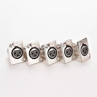 5 X Female Chassis Socket 3-Pin XLR Jack Panel Mount Connector Nickel Housi V.RZ • $6.97