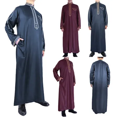 Men Thobe Jubba Shirts Arab Islamic Eid Dishdash Muslim Dress Abaya Kaftan Robe • $23.54