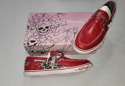 Women's Vintage Red Ed Hardy Dera Boat Shoes Sz 8 RARE • $74.99