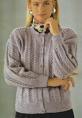 Ladies Cardigan Knitting Pattern With Blackberry Design 28-42  DK 637 • £2.09