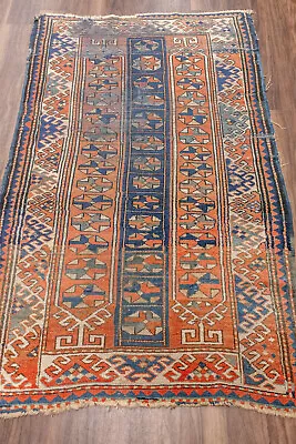 Antique 19th C. Caucasian Kazak Bordjalou Perssian Area Rug 7' X 4' Handmade • $390