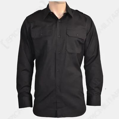 Black Ripstop Field Shirt - Military Cotton Army Tactical All Sizes New • £29.95